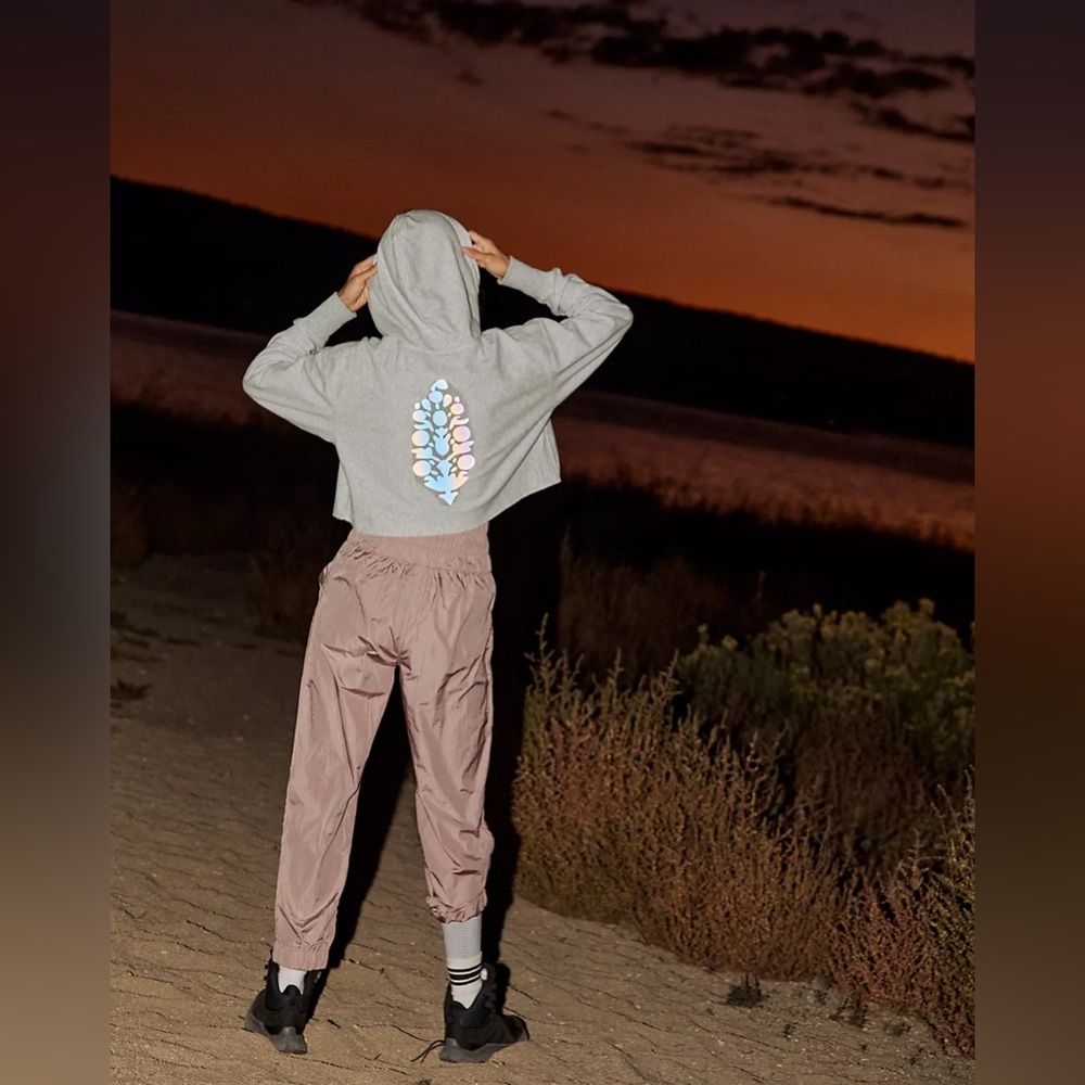 Free People FP Movement Half Time Reflective Logo Hoodie